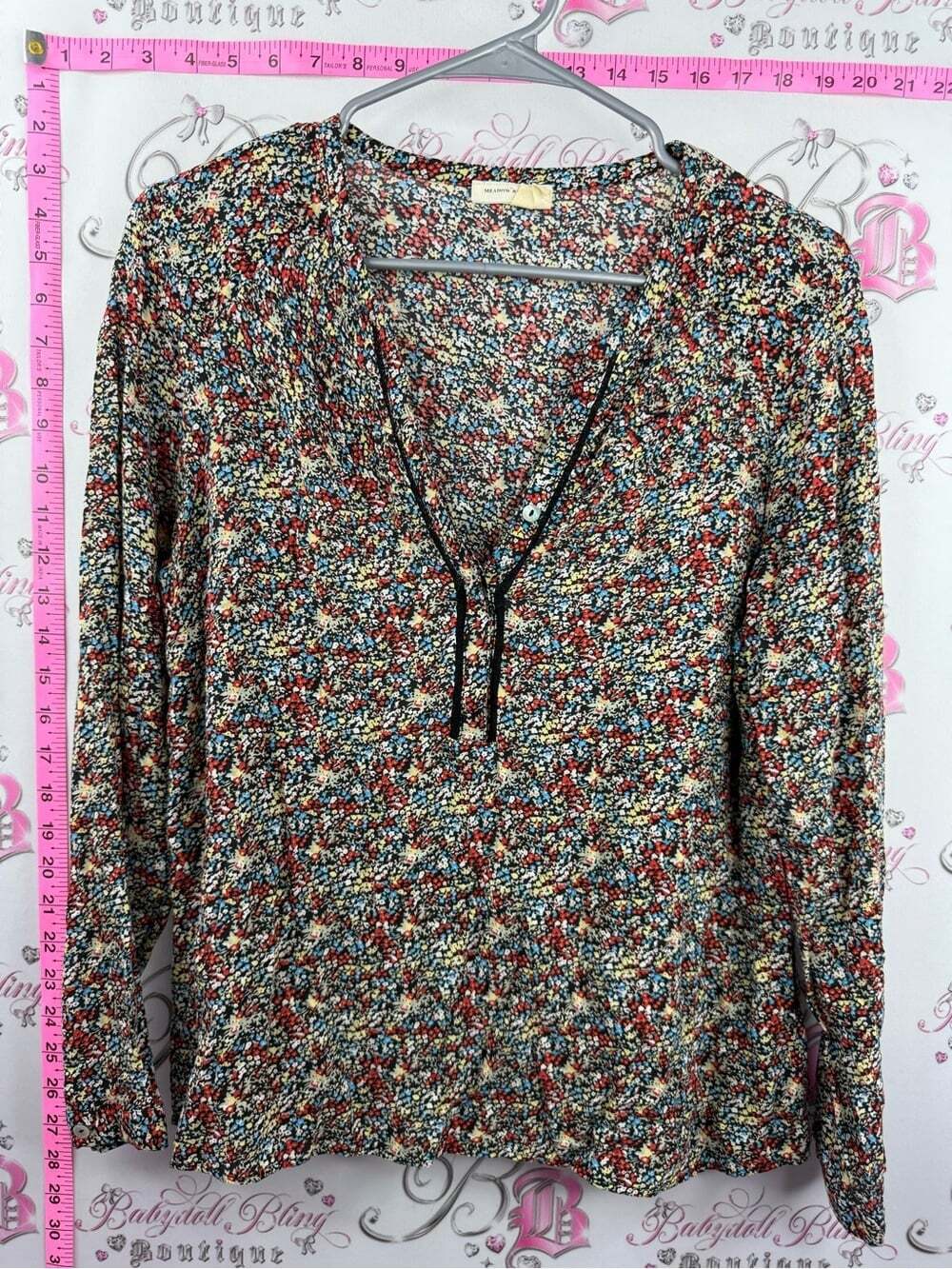 Meadow Rue long sleeve Multicolor Floral Long-Sleeve V-Neck Top